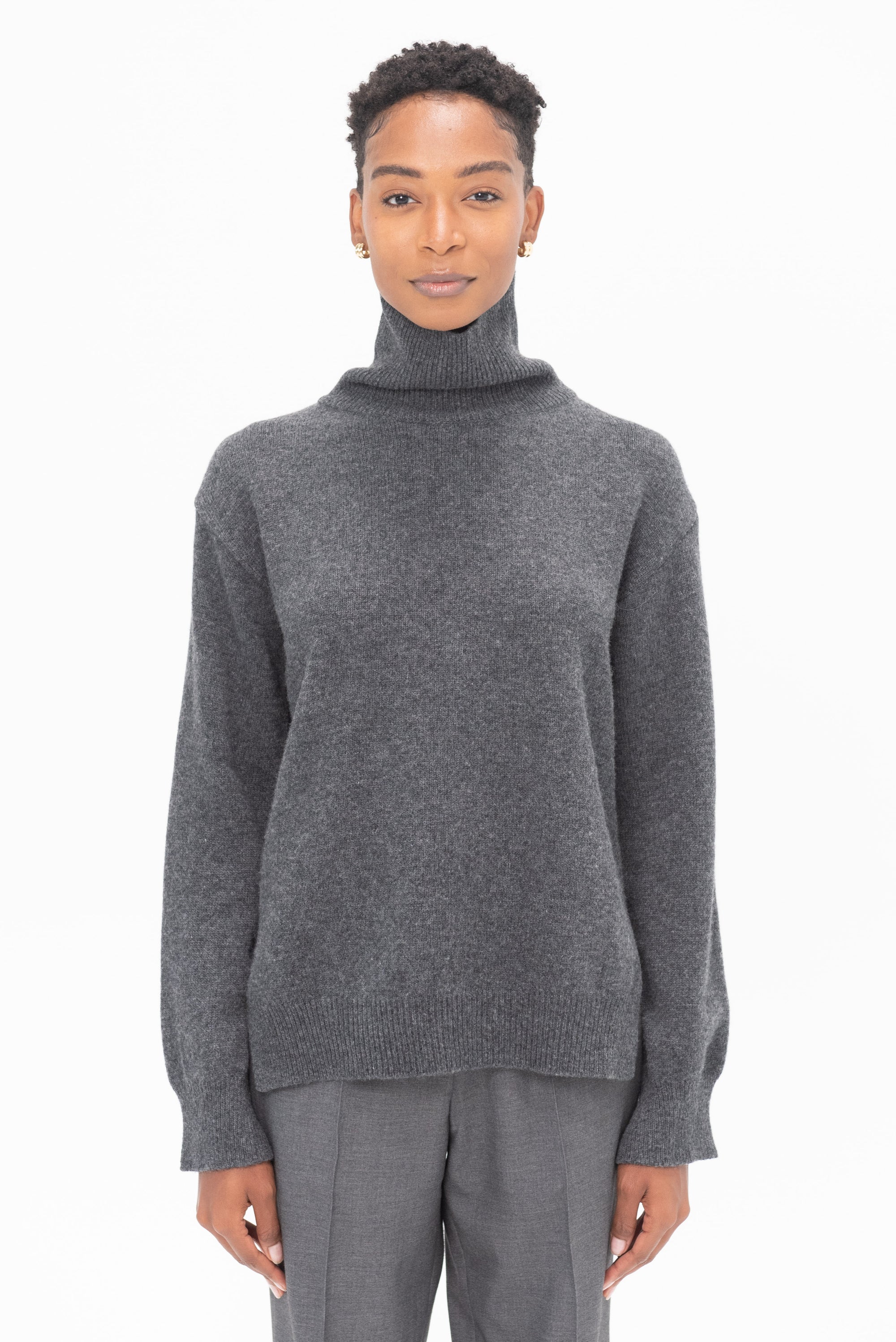 MIJEONG PARK - High Neck Knit, Charcoal