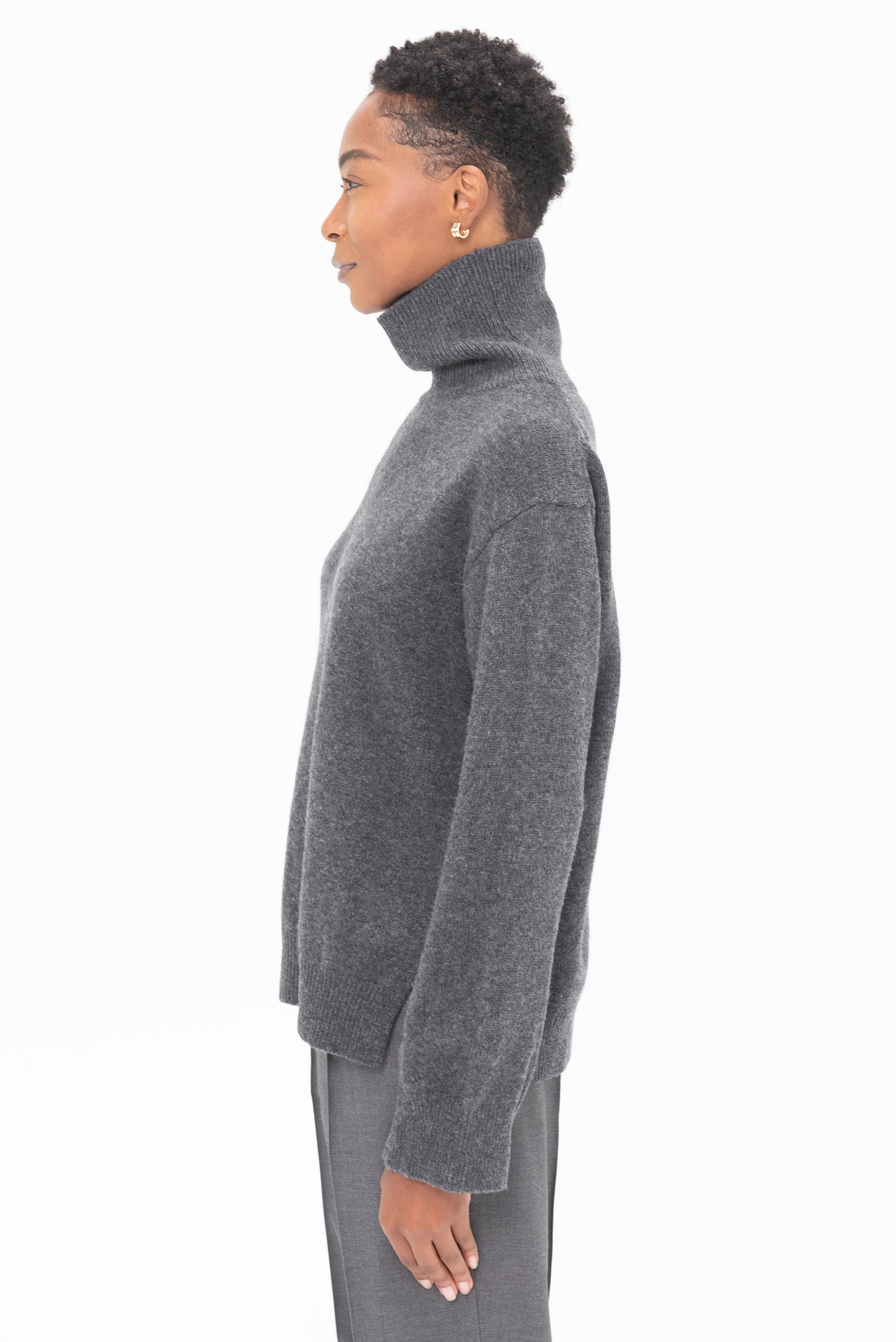 MIJEONG PARK - High Neck Knit, Charcoal