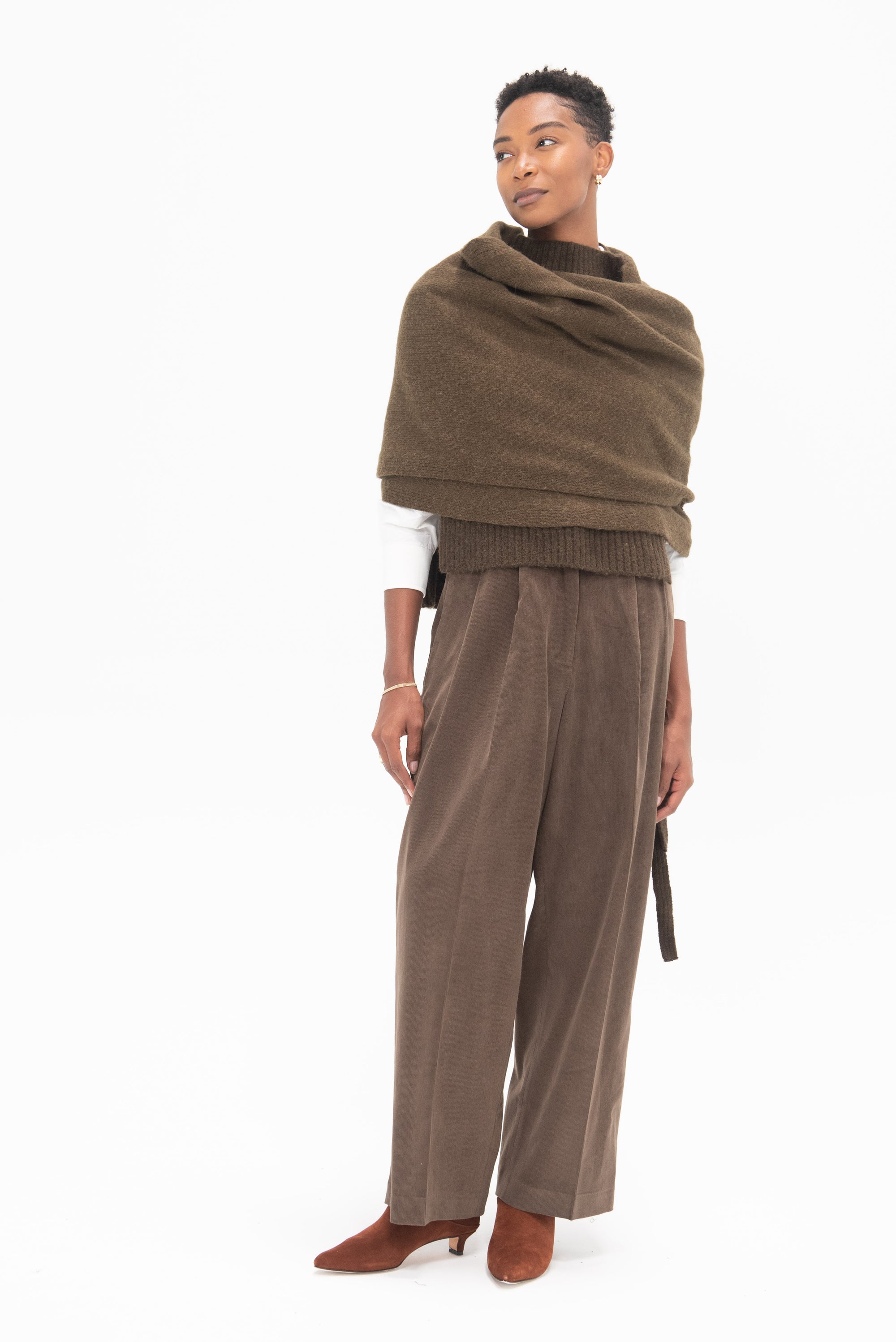 MIJEONG PARK - Alpaca Blend Knit Scarf, Brown