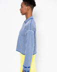 Camille - Fine Striped Knit Shirt, Majorelle & Natural