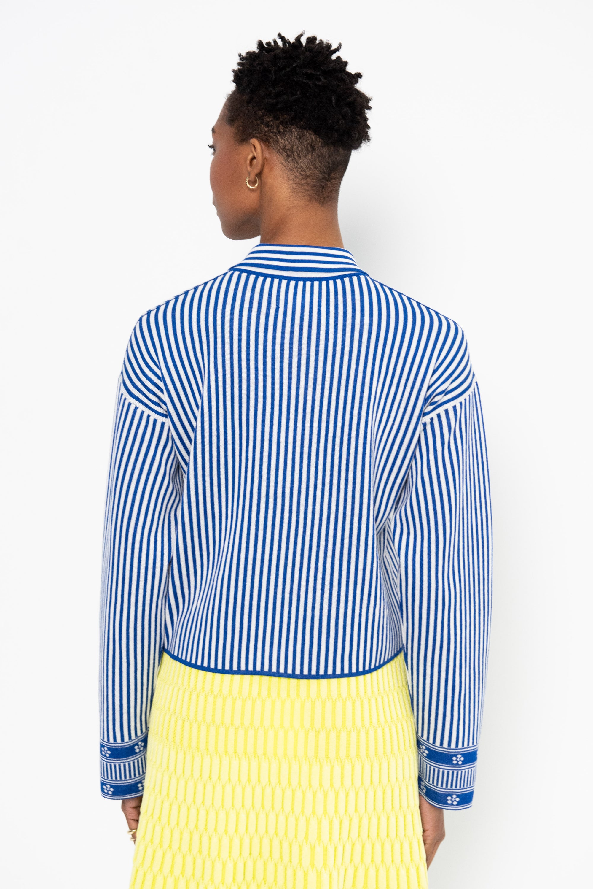 Camille - Fine Striped Knit Shirt, Majorelle &amp; Natural