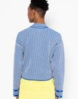 Camille - Fine Striped Knit Shirt, Majorelle & Natural