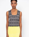 Thistle - Stripped & Flower Knit Tank, Natural Deep Black