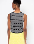 Thistle - Stripped & Flower Knit Tank, Natural Deep Black