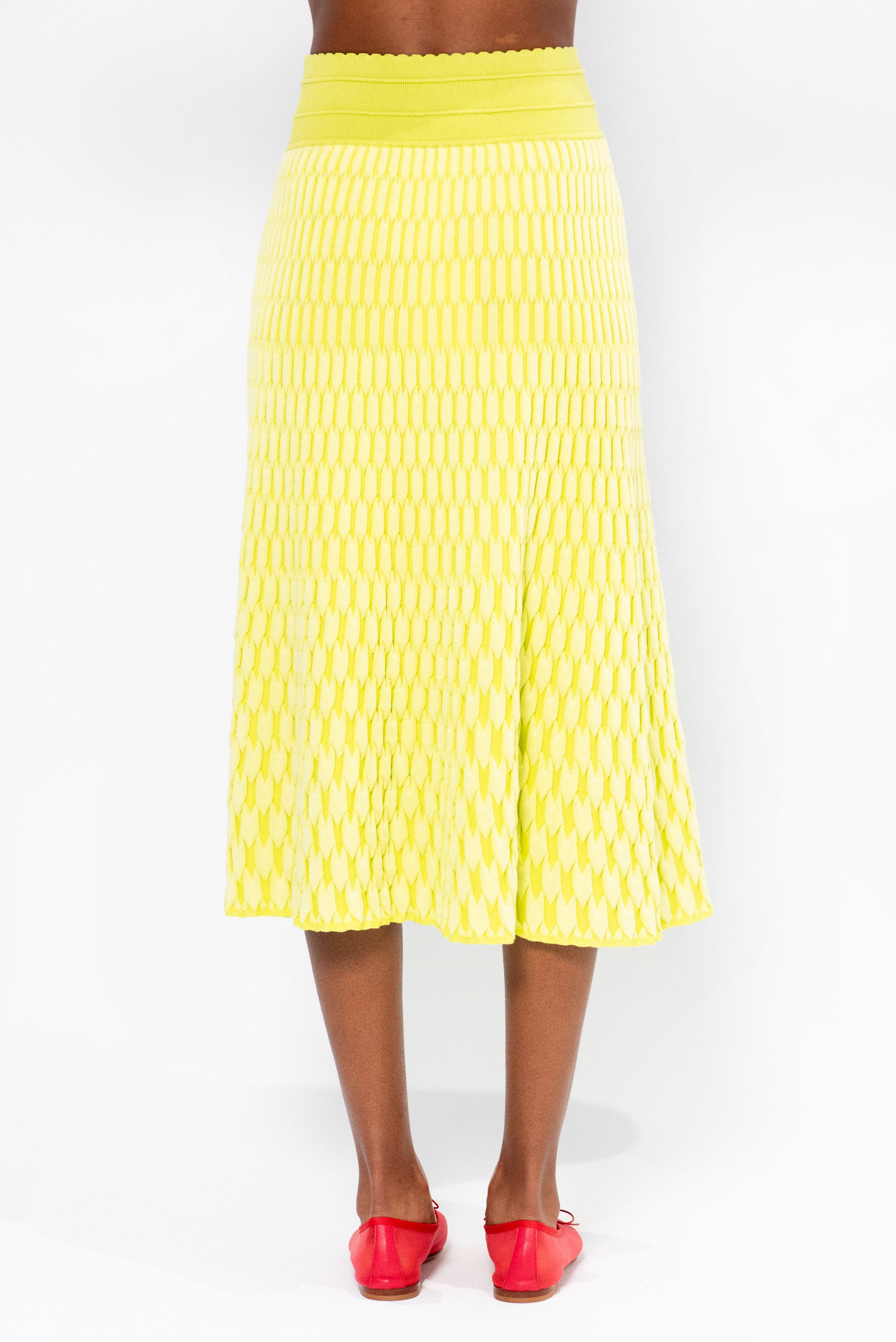 Tuscany - Long Plain Zellige Mesh Skirt, Limoncello