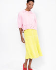 Tuscany - Long Plain Zellige Mesh Skirt, Limoncello