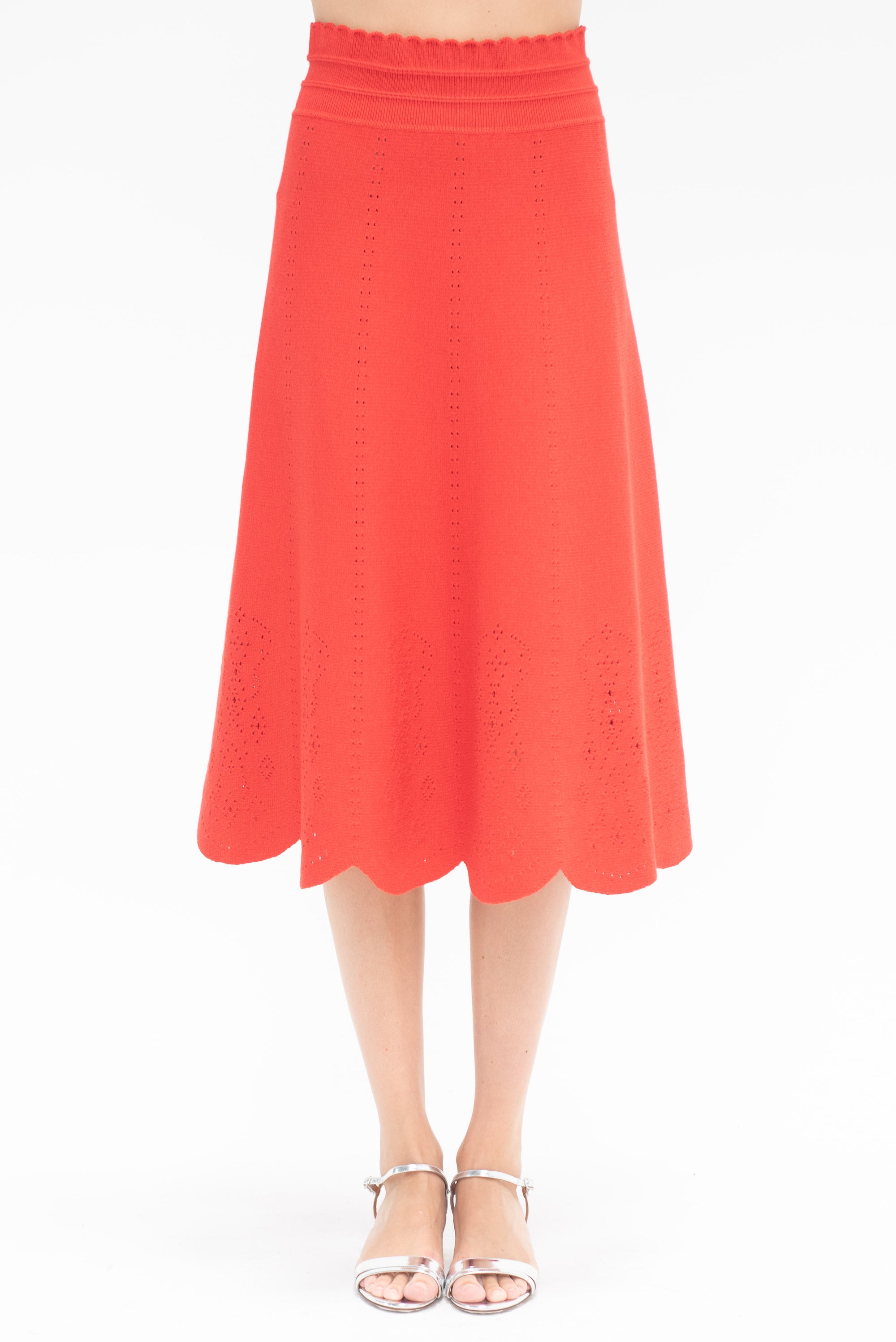 MOLLI - Biscotte Eyelet-Embroidery Knit Skirt, Poppy