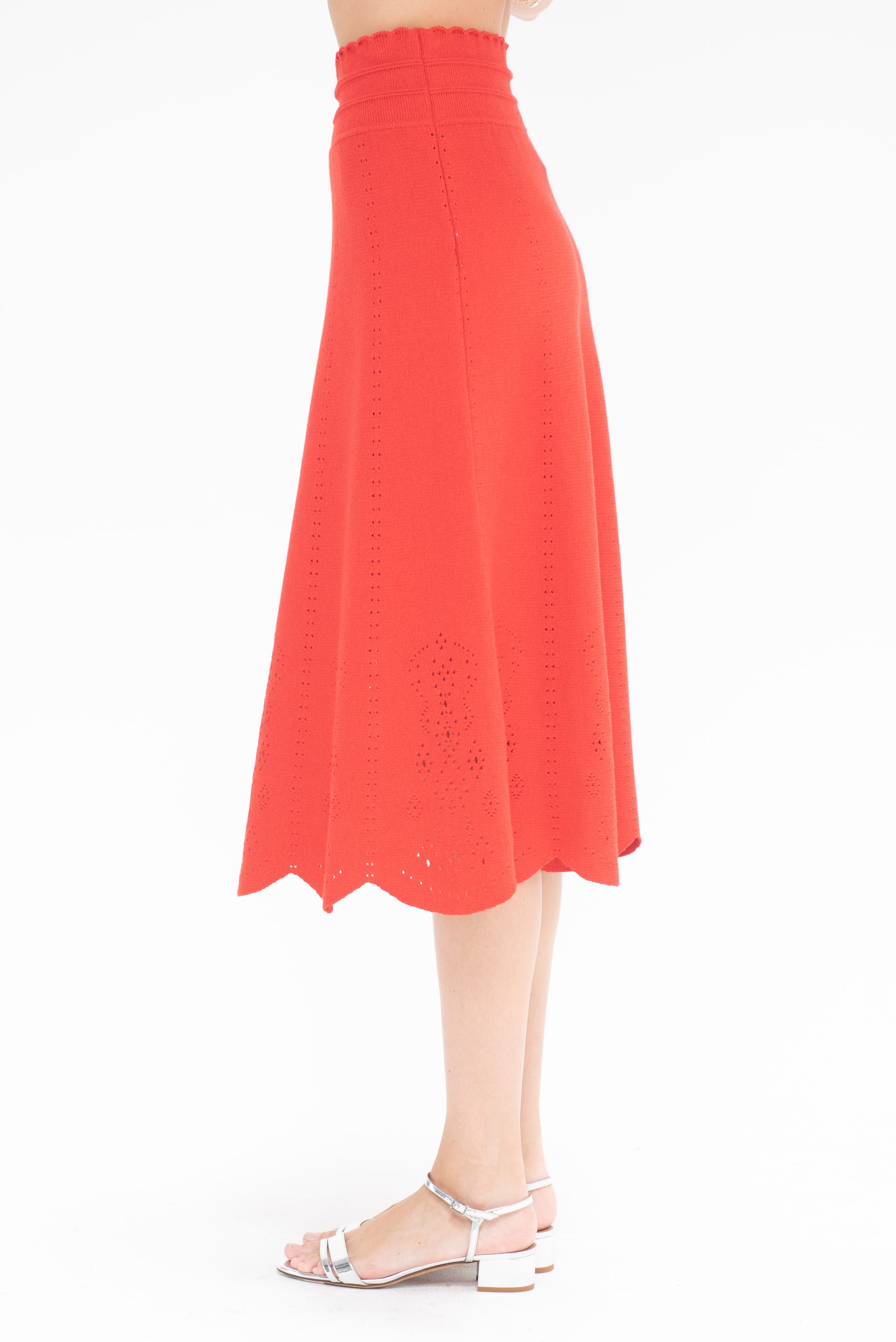 MOLLI - Biscotte Eyelet-Embroidery Knit Skirt, Poppy