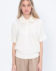 Tim - Maxi Ruffled Collar Modern Top, Natural