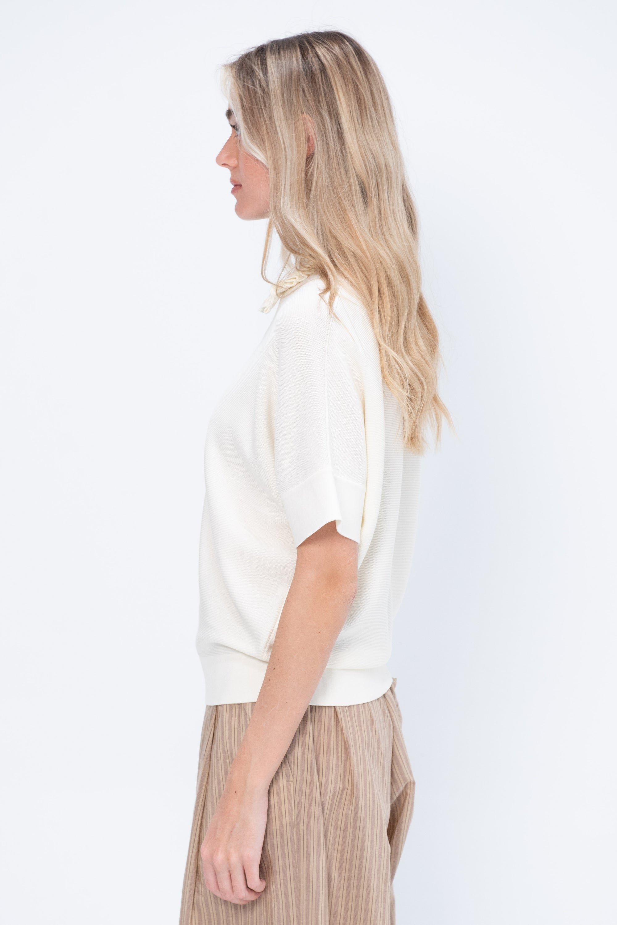 Tim - Maxi Ruffled Collar Modern Top, Natural