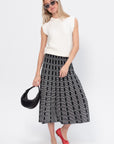 Capucine - Mini Flowers Jacquard Skirt, Deep Black