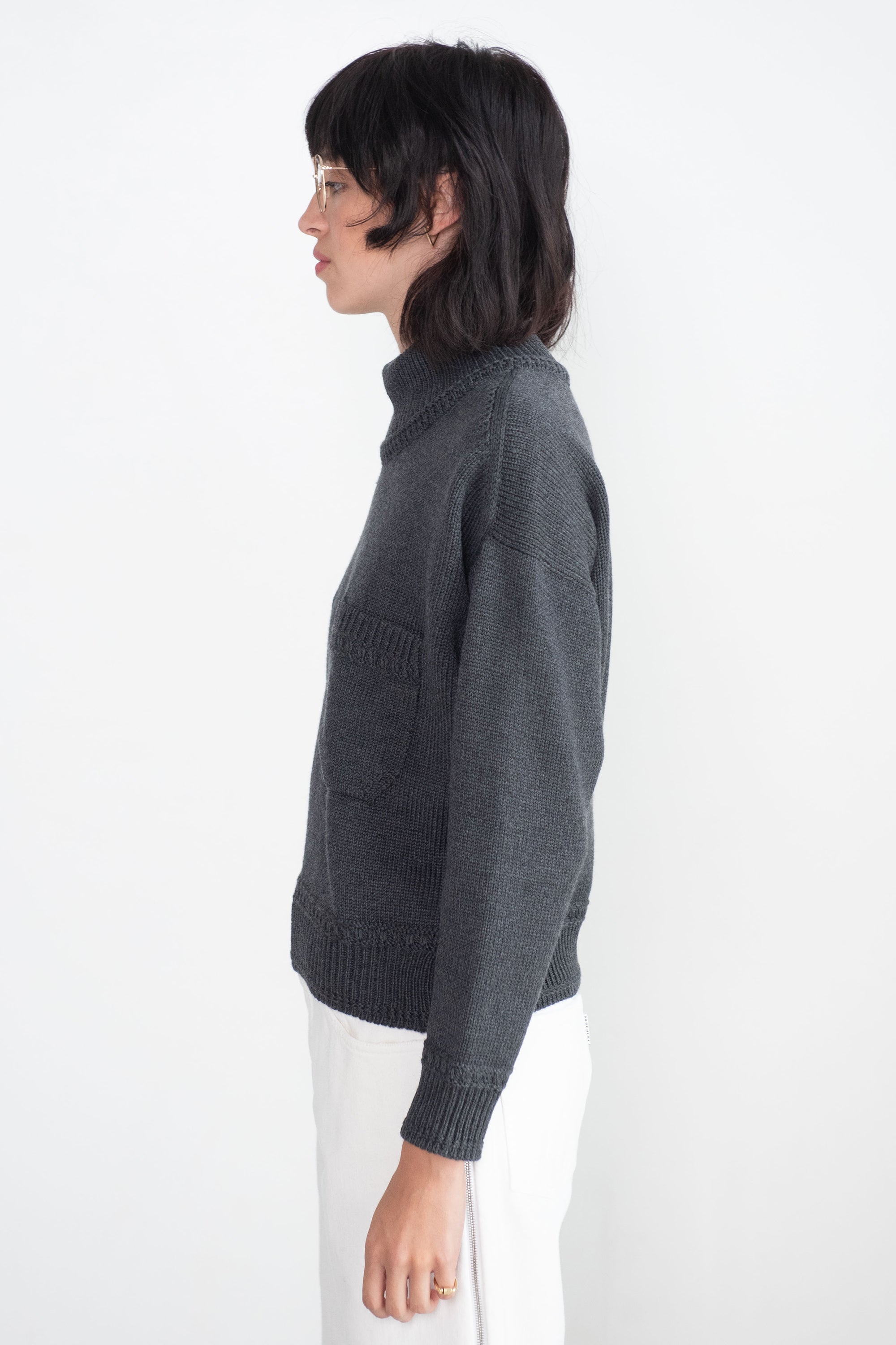 TAMBOUR BRAIDED FINISHES SWEATER, ANTHRACITE