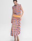 Multicolored Zellige Knit Skirt, Multi Orange