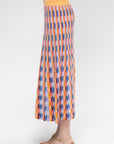 Multicolored Zellige Knit Skirt, Multi Orange