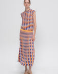 Multicolored Zellige Knit Skirt, Multi Orange