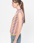 Soft Multi-Colored Zellige Knit Top, Multi Orange