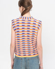 Soft Multi-Colored Zellige Knit Top, Multi Orange