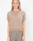 Pearl Cashmere Short Sleeved Crewneck, Latte