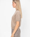 Pearl Cashmere Short Sleeved Crewneck, Latte