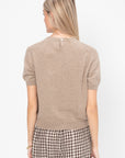 Pearl Cashmere Short Sleeved Crewneck, Latte