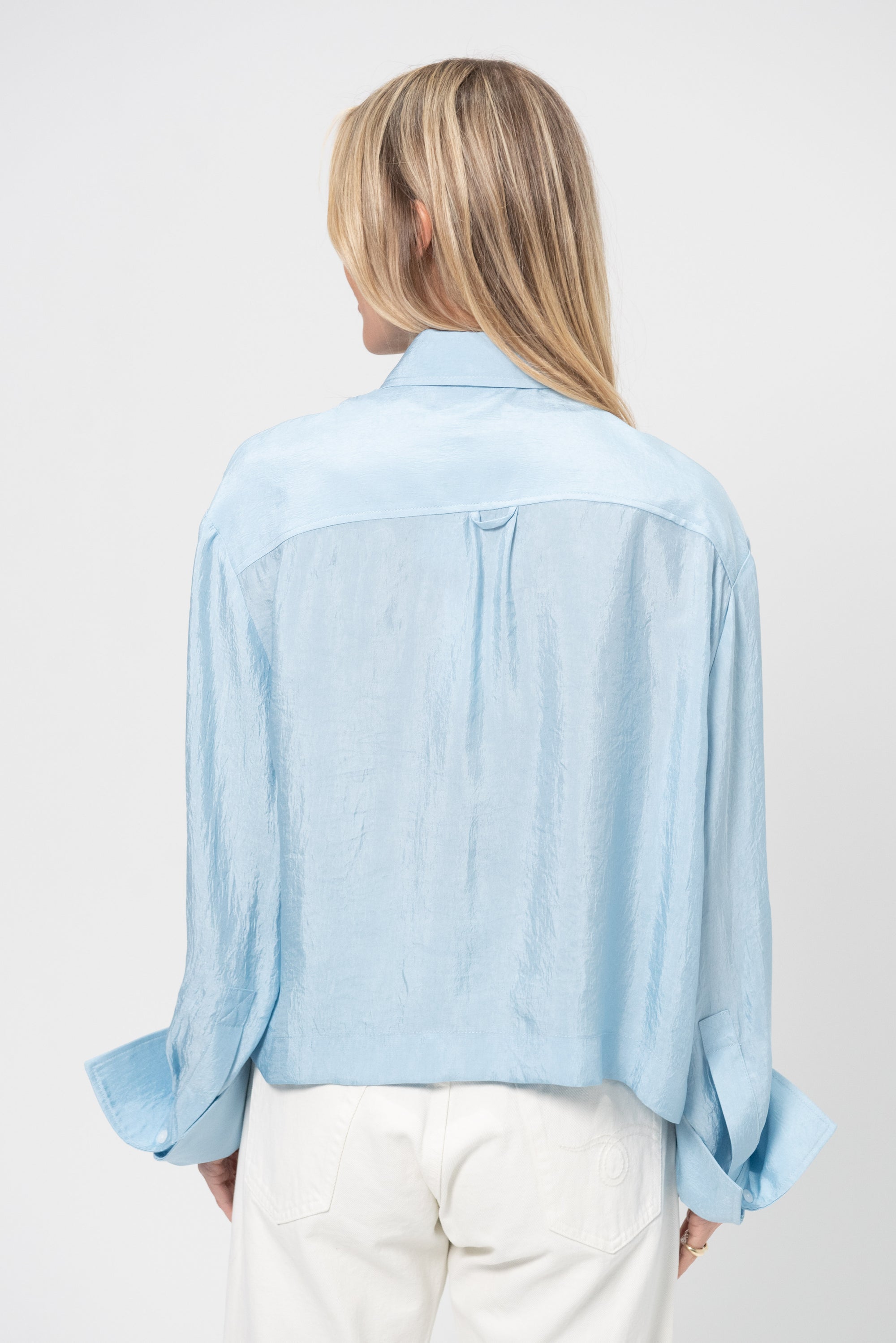 Cropped Button Down Shirt, Sky