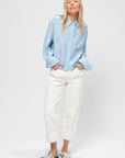 Cropped Button Down Shirt, Sky