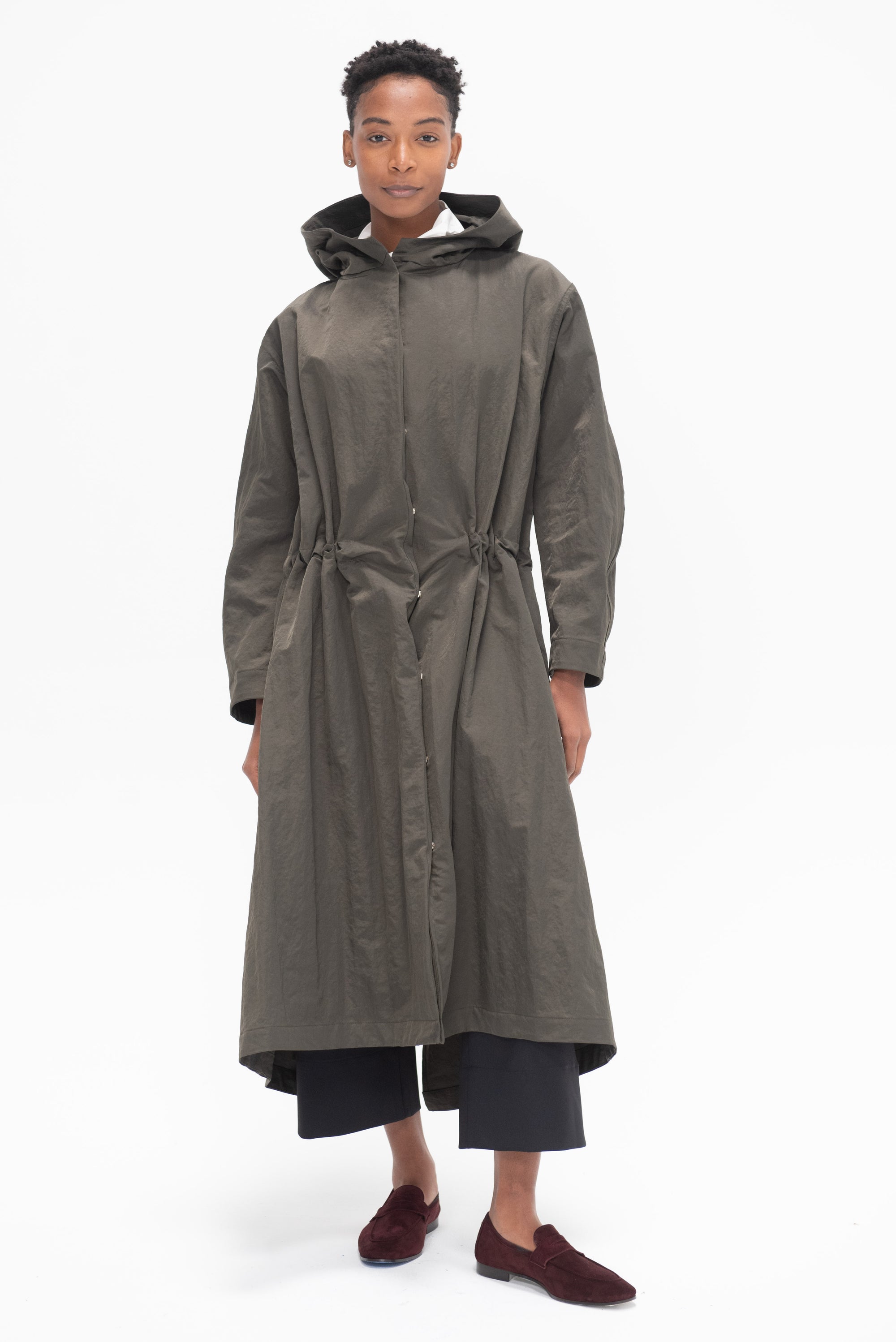 NOMIA DESIGN - Extra Long Fishtail Parka, Peat Nylon