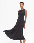 NOMIA DESIGN - Seamed Flared Maxi Dress,	Black