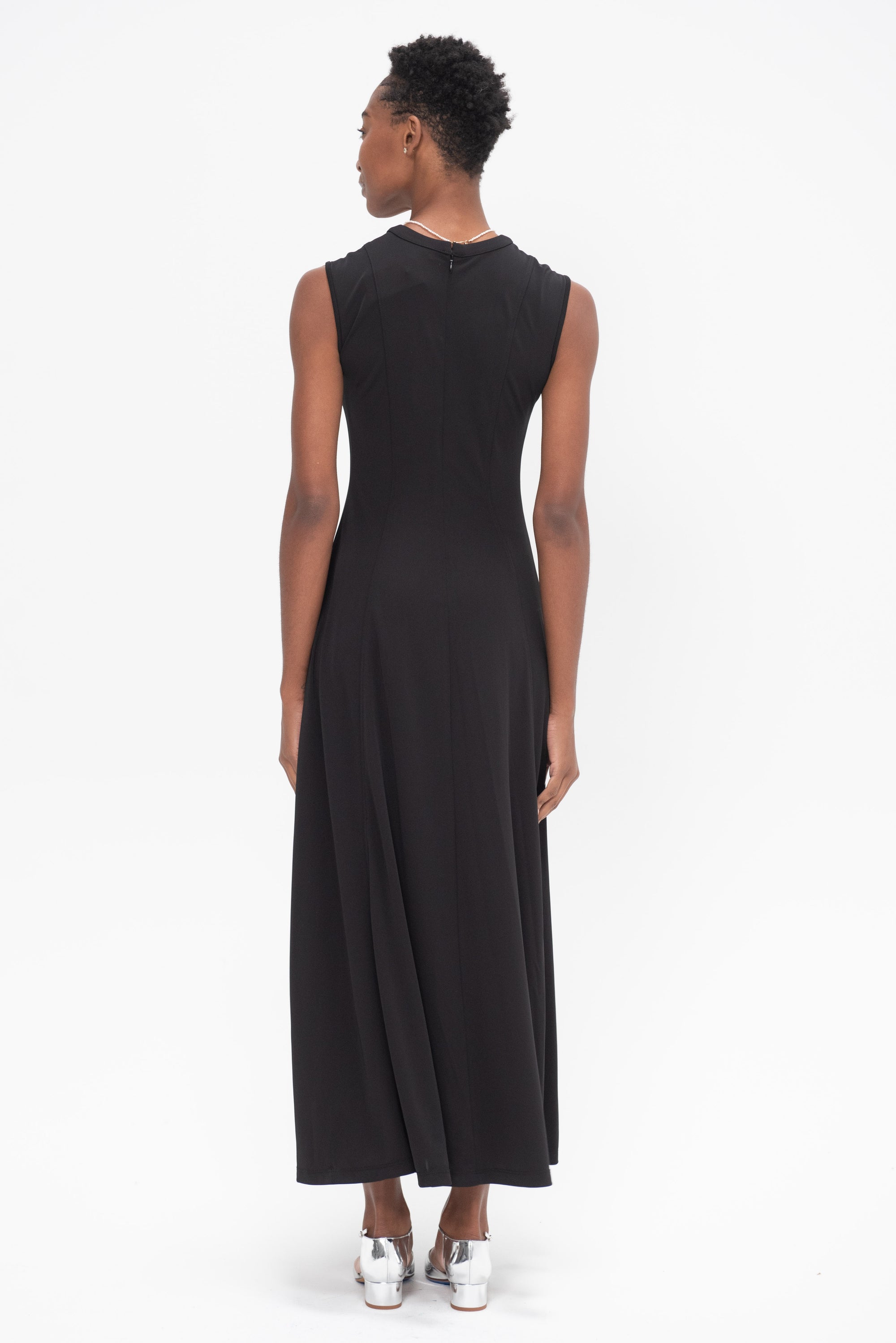 NOMIA DESIGN - Seamed Flared Maxi Dress,	Black