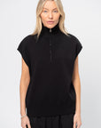 Sleeveless Zip Turtleneck, Black