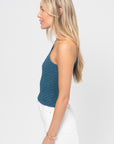 Smocked One Shoulder Top, Petrol