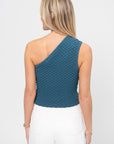 Smocked One Shoulder Top, Petrol