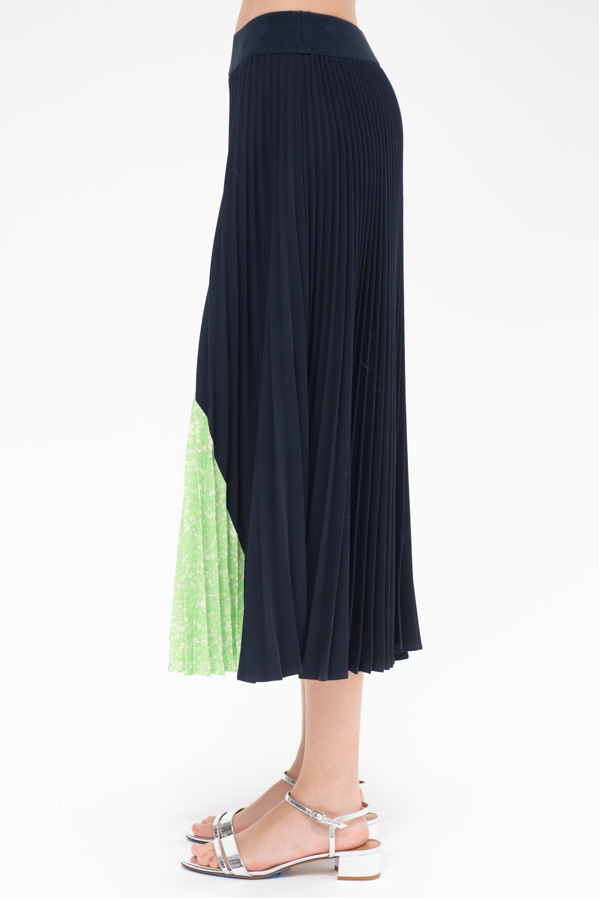 NOMIA - Sunburst Pleated Skirt, Midnight and Lime