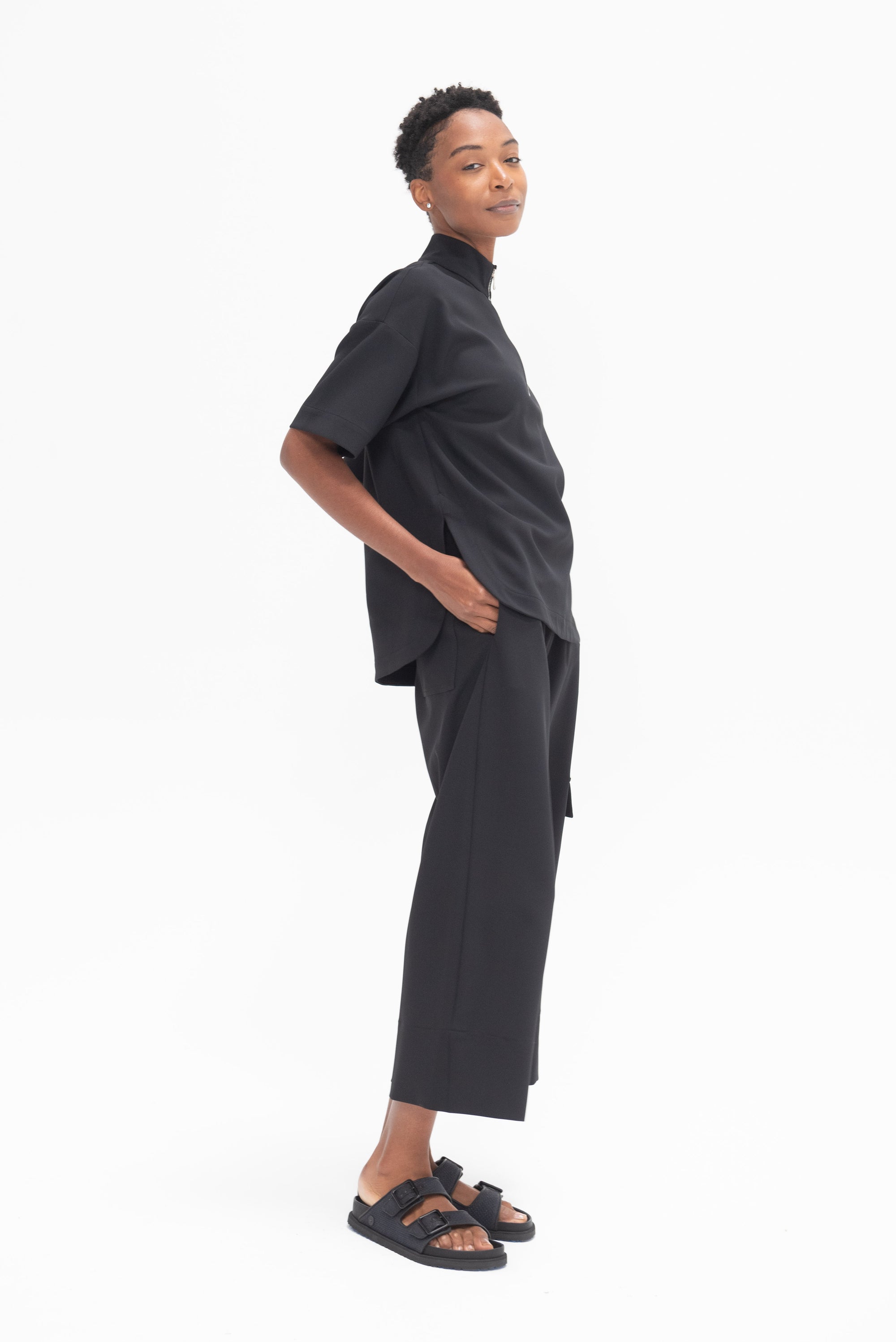 NOMIA DESIGN - Zip Mockneck Oversize Tunic, Black