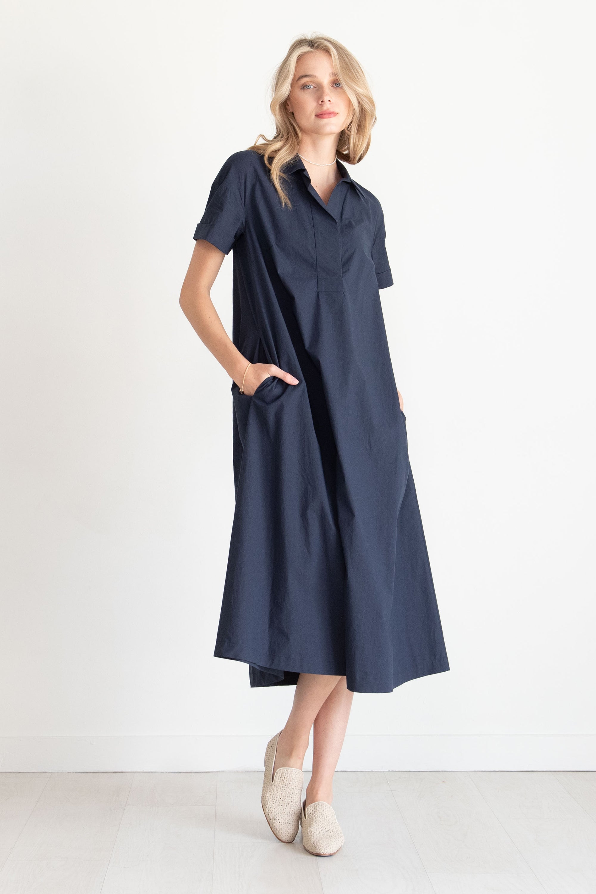 ODEEH - Collared Dress, Navy