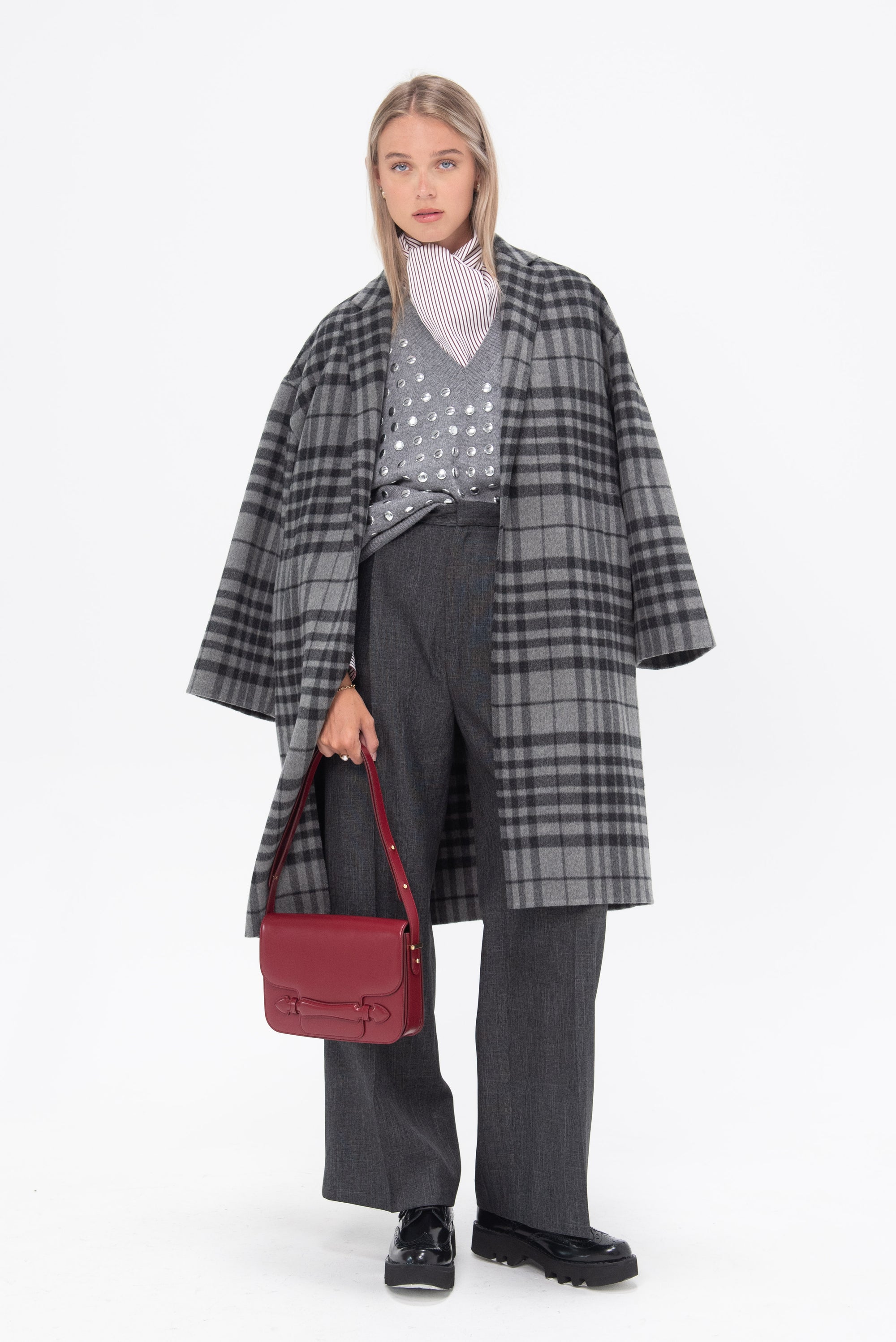 ODEEH - Flannel Coat, Grey