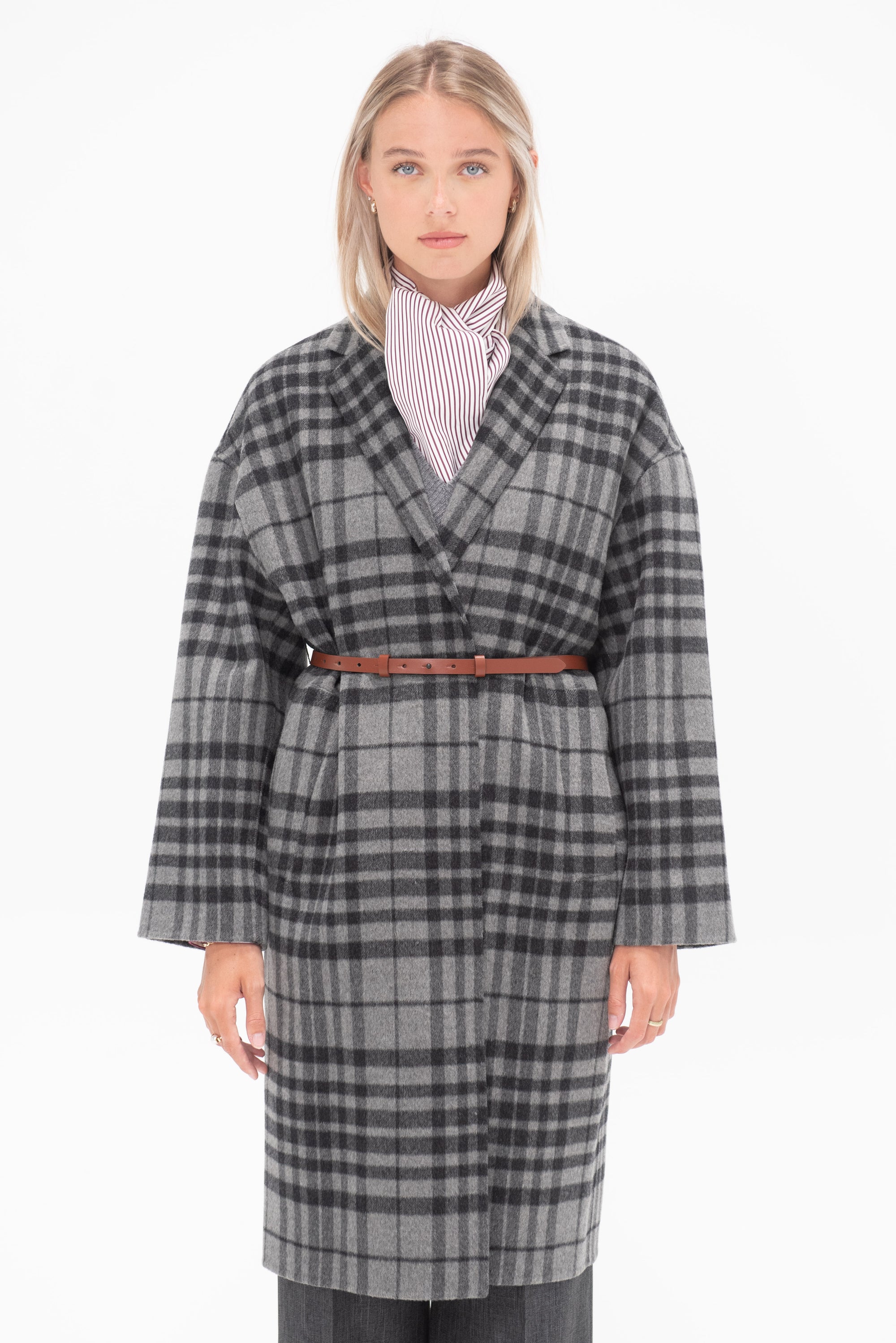 ODEEH - Flannel Coat, Grey