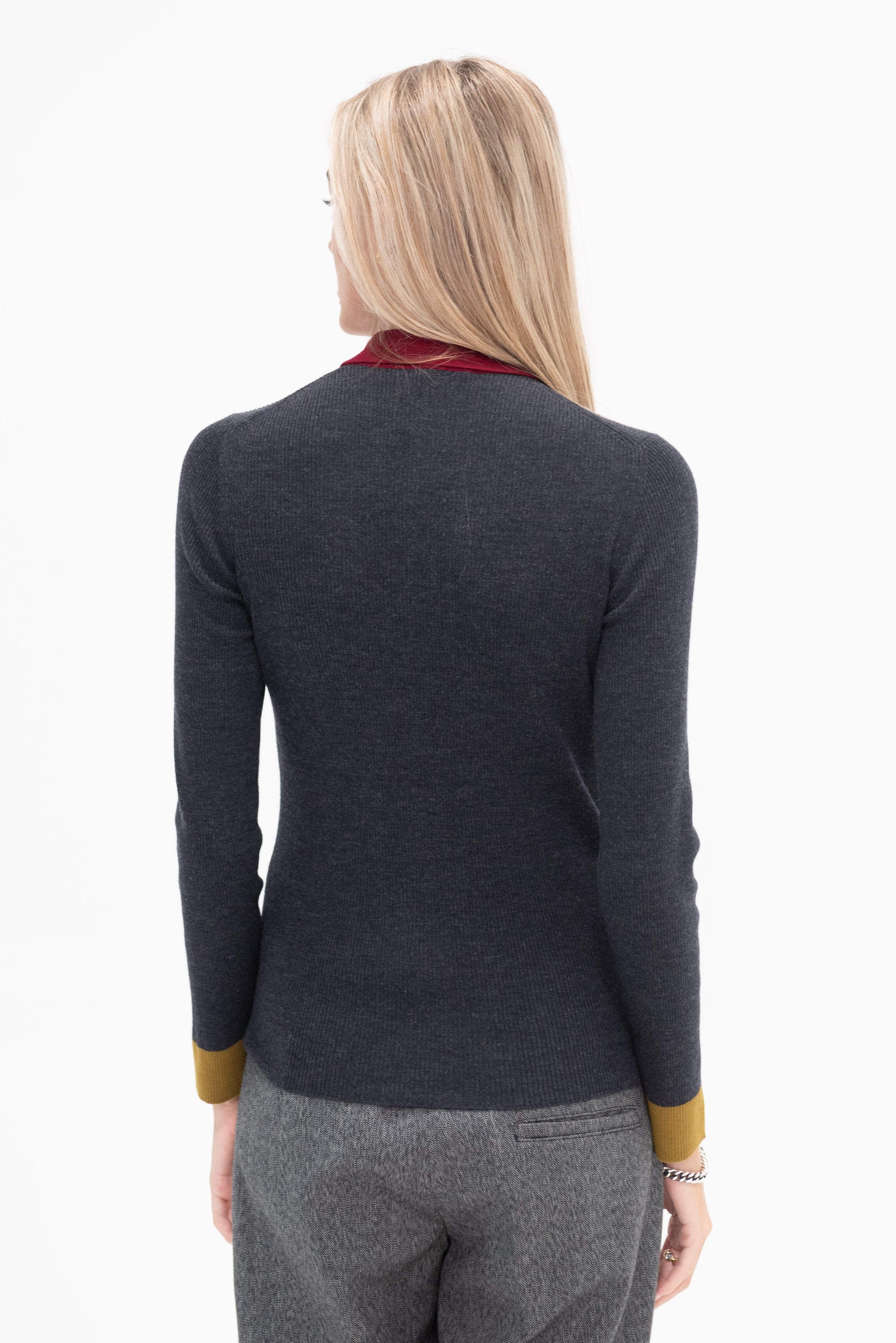 Stretch Merino Cardigan, Charcoal