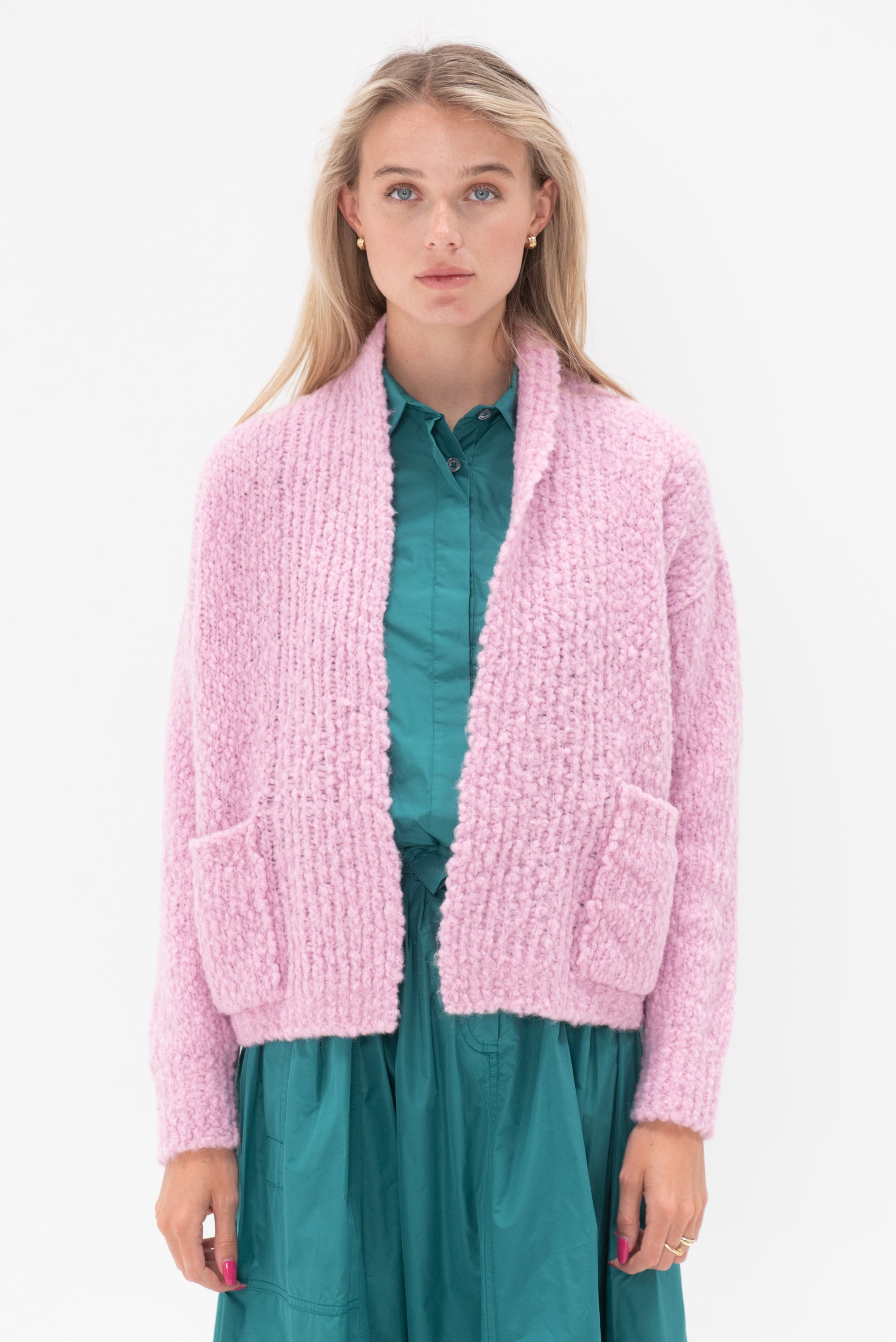 ODEEH - Fluffy Wick-Yarn Cardigan, Fairy Floss