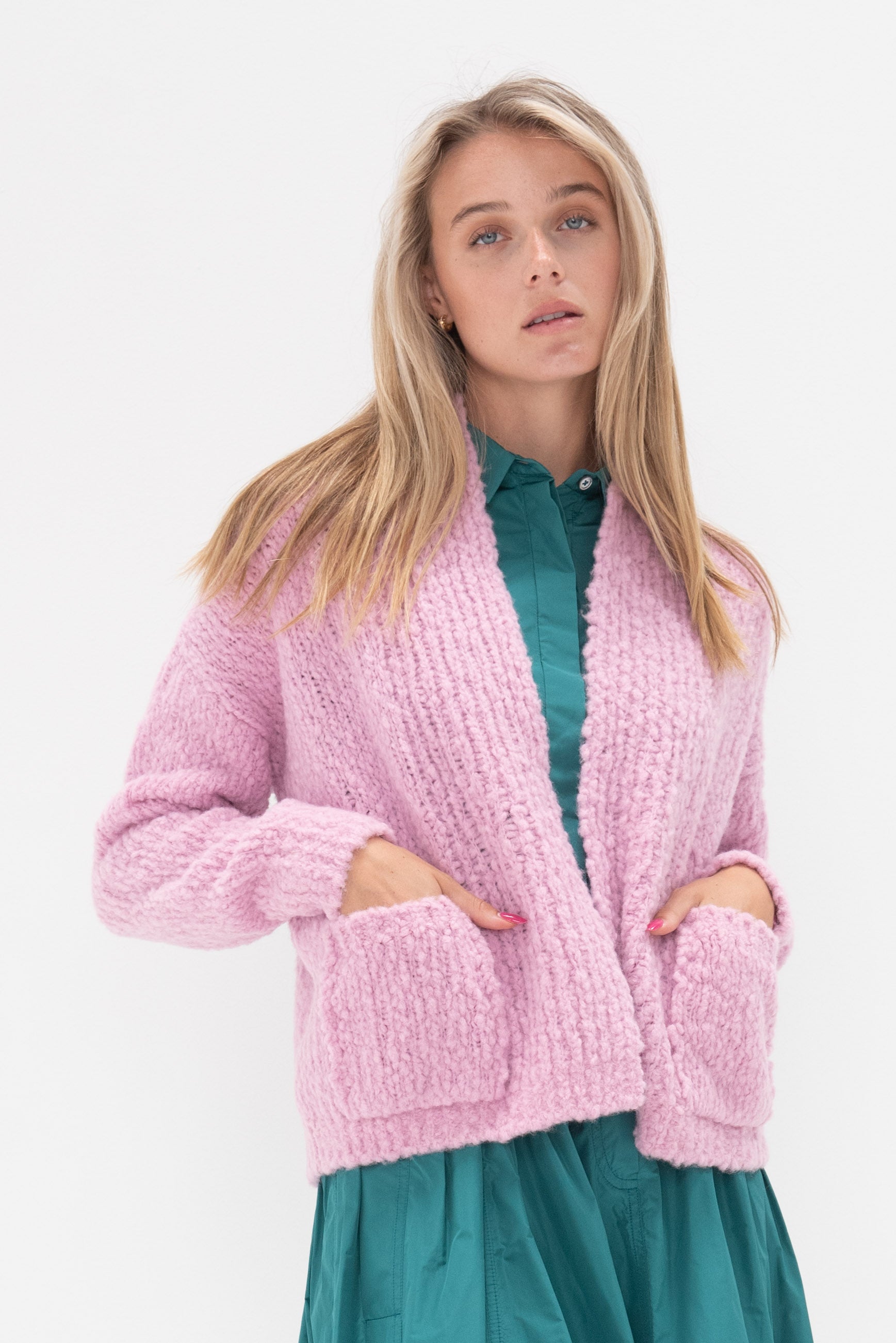 ODEEH - Fluffy Wick-Yarn Cardigan, Fairy Floss