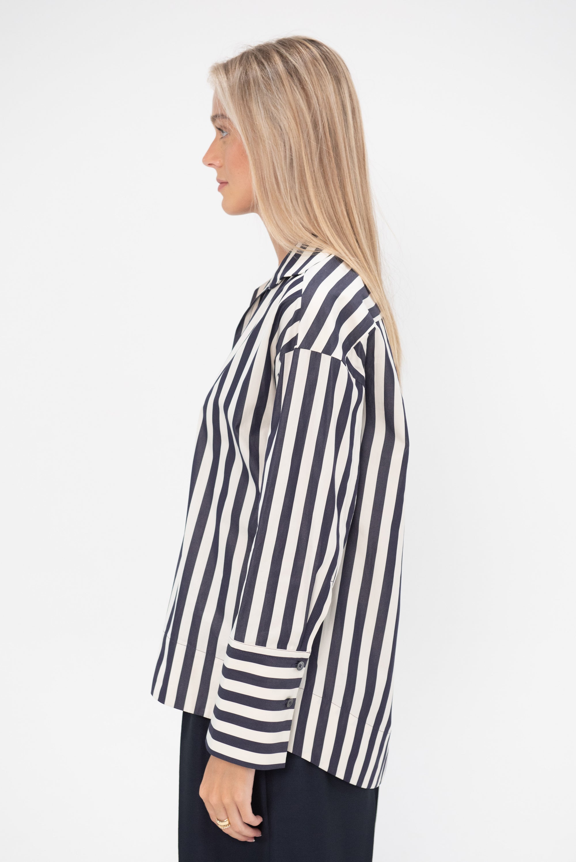 ODEEH - Stripe Blouse, Navy & White