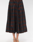 ODEEH - Striped Taffeta Skirt, Burgundy