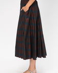 ODEEH - Striped Taffeta Skirt, Burgundy