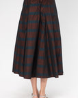 ODEEH - Striped Taffeta Skirt, Burgundy