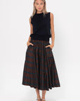 ODEEH - Striped Taffeta Skirt, Burgundy