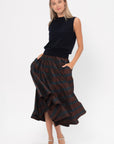 ODEEH - Striped Taffeta Skirt, Burgundy