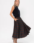 ODEEH - Striped Taffeta Skirt, Burgundy