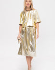 Kick Pleat Exclusive Clem Skirt, Silver & Gold