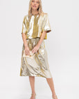 Kick Pleat Exclusive Clem Skirt, Silver & Gold