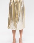 Kick Pleat Exclusive Clem Skirt, Silver & Gold